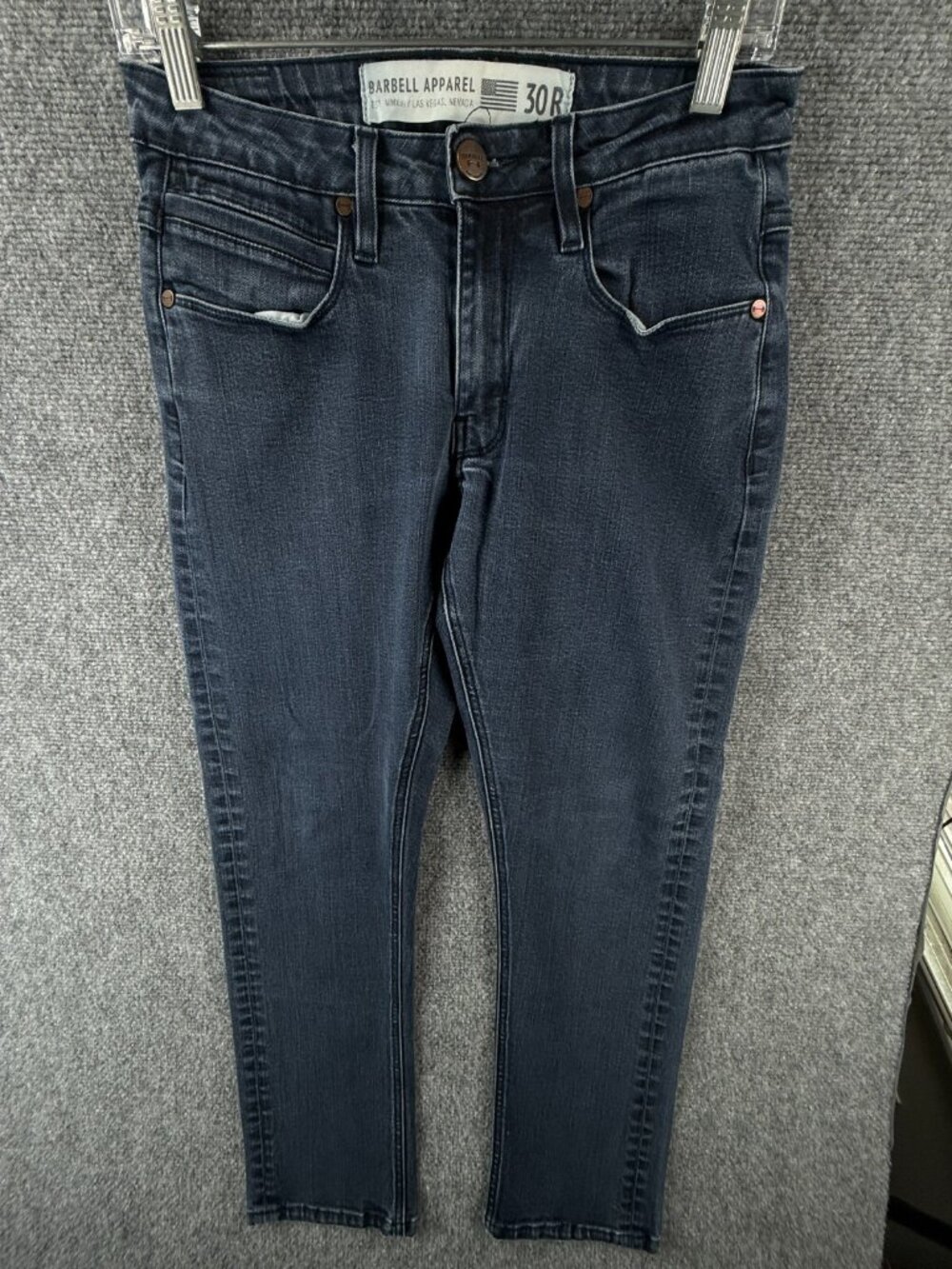 BARBELL Apparel Jeans Size 30R Blue Dark Wash Denim Stretch Slim ACTL 28X27